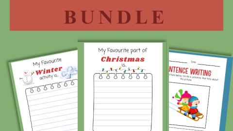 Christmas writing prompts laid out